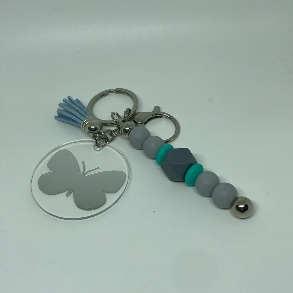 Silicone beaded rod keychain